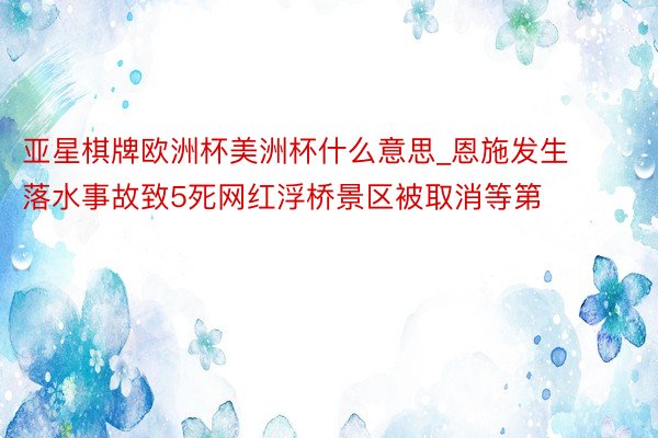 亚星棋牌欧洲杯美洲杯什么意思_恩施发生落水事故致5死网红浮桥