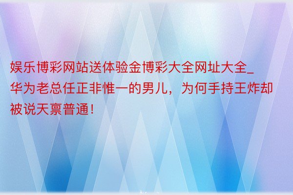 娱乐博彩网站送体验金博彩大全网址大全_华为老总任正非惟一的男